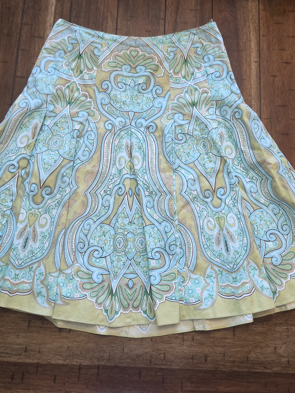 Printed A-Line Skirt - Green & Aqua